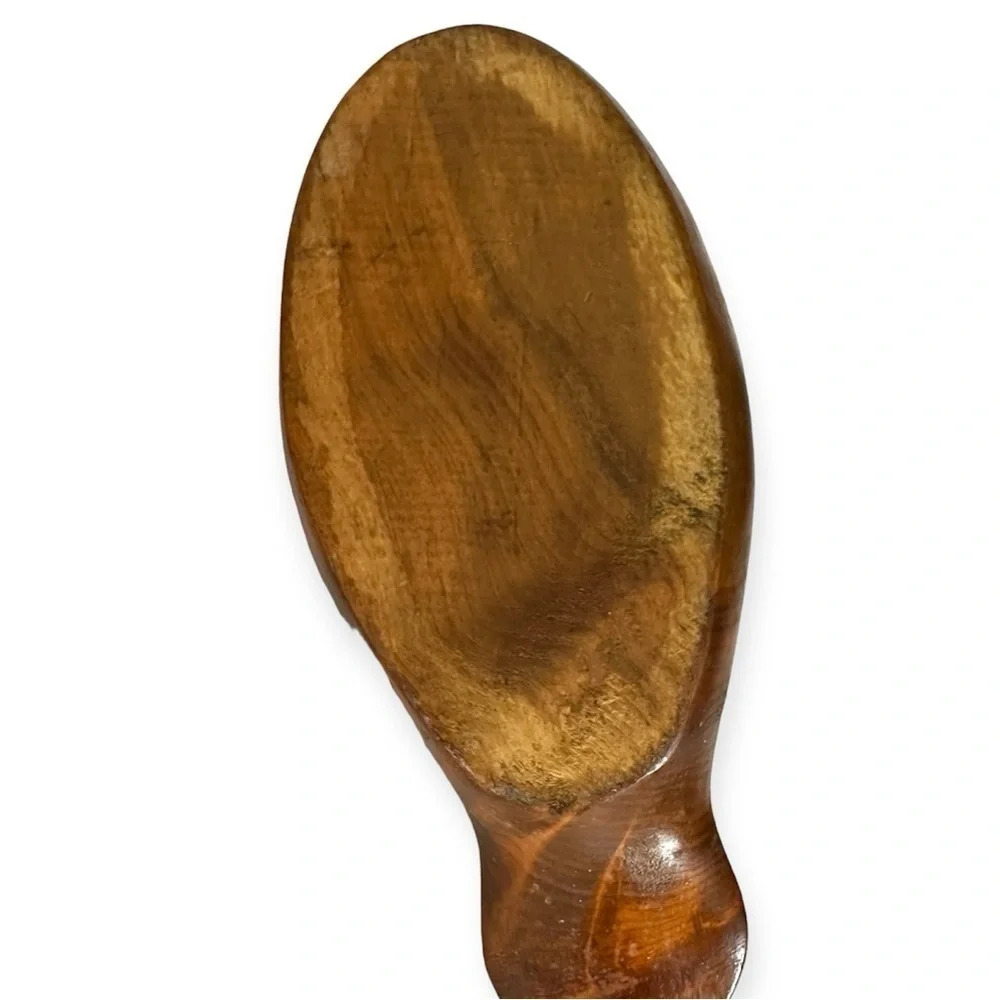12.5” Wooden Carved Duck Decoy Brown Stripped Wood